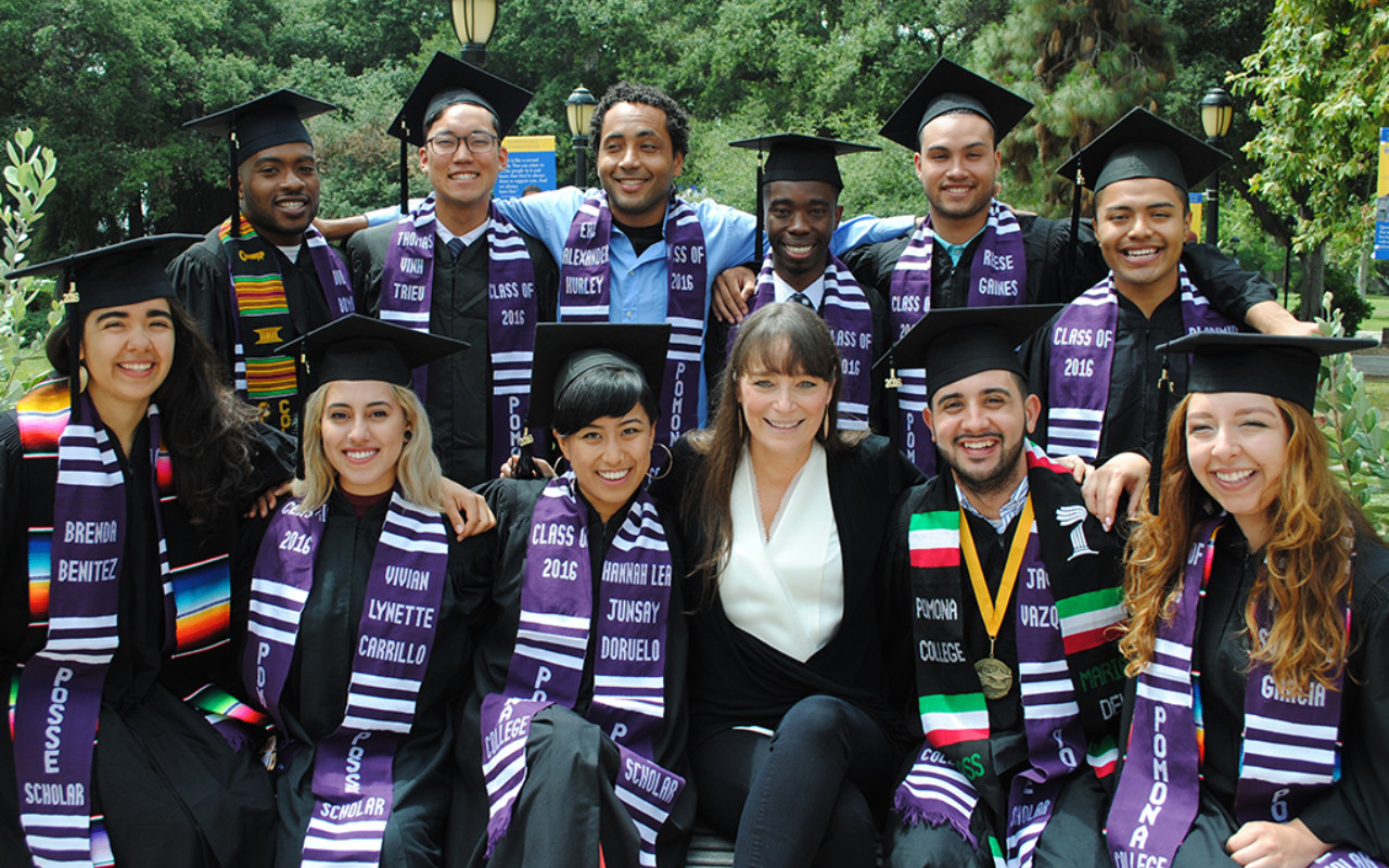 Posse President + Founder Deborah Bial with new Posse graduates.