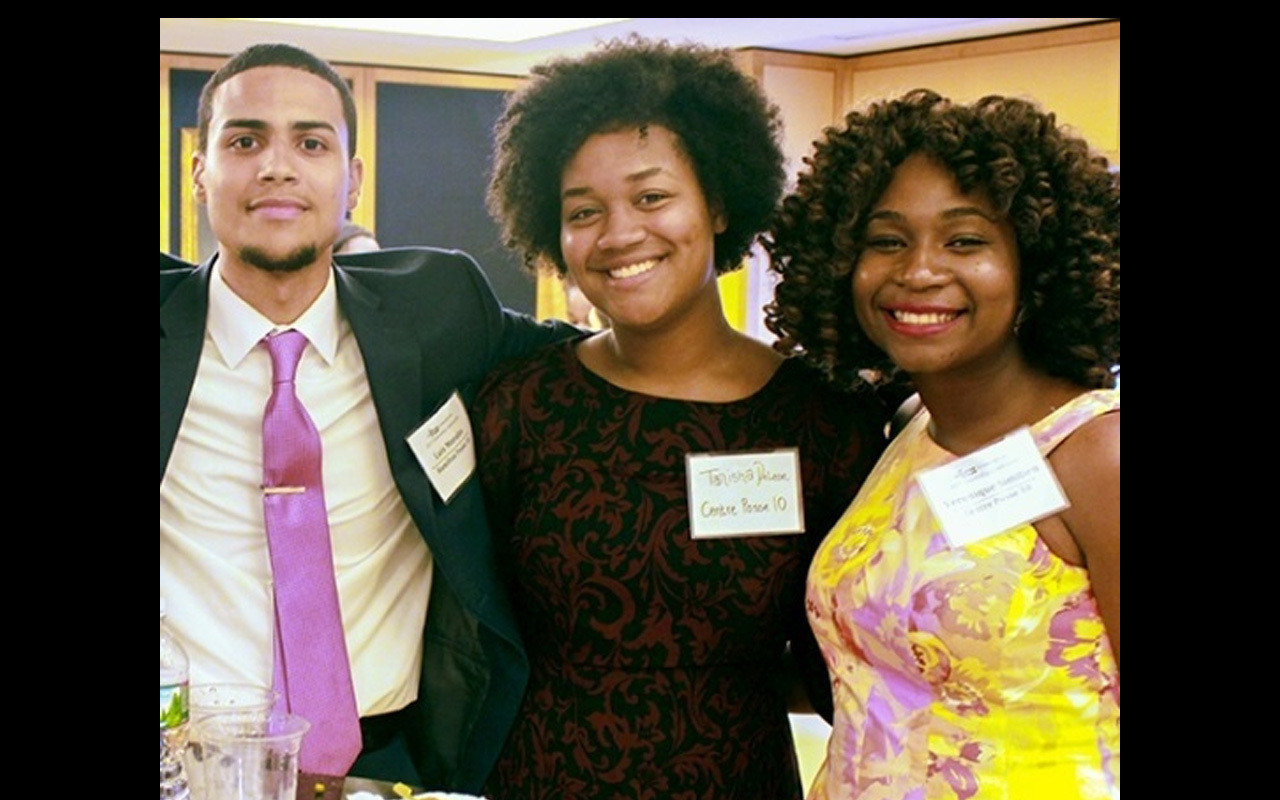 Hamilton College Scholar Luis Morales and Centre College Scholars Tanisha DeLeon and Veronique Similien.