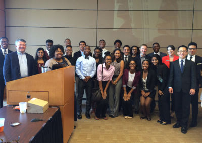 Posse Atlanta Scholars with Atlanta Advisory Board member Jack Capers (on the left) at King & Spalding for a Career Week program.