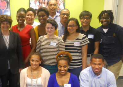 The Honorable Patti B. Saris (left) with Posse Boston Scholars and alumni.