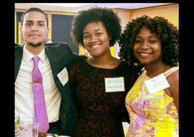 Hamilton College Scholar Luis Morales and Centre College Scholars Tanisha DeLeon and Veronique Similien.