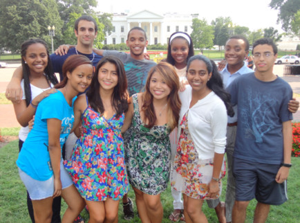 *Back row, from left:* Mahder Etuma, Ramzi Ebeid, Ahmed Elnaiem, Kimberley Nidah, Brandon Holden, Fariss Nabih. *Front row, from left:* Lidya Abune, Juliana Del Pozo, Helen Vu, Jessica Brito.